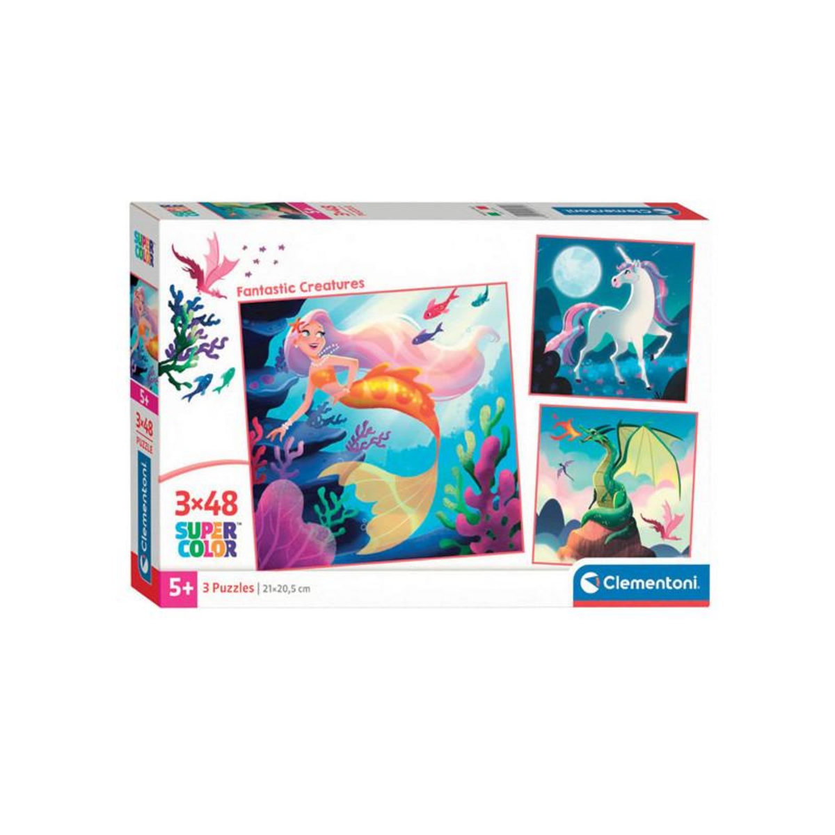 CLEMENTONI Clementoni Jigsaw Puzzle Super Color Square Fantasy, 3x48pcs. 25319