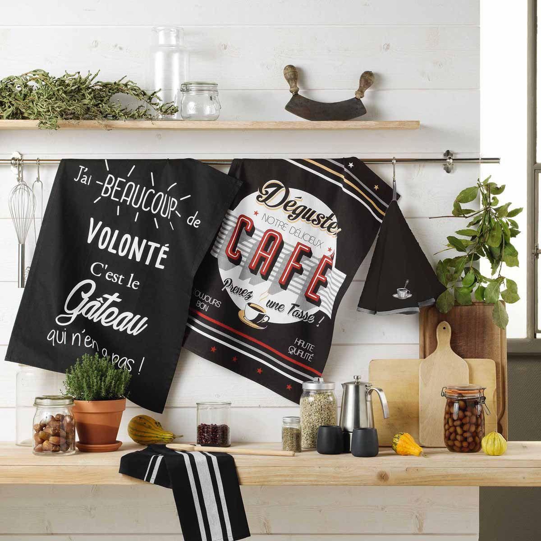 Voir la diapositive 3 : Douceur d'Intérieur Torchon de cuisine  gourmandise  50x70cm noir