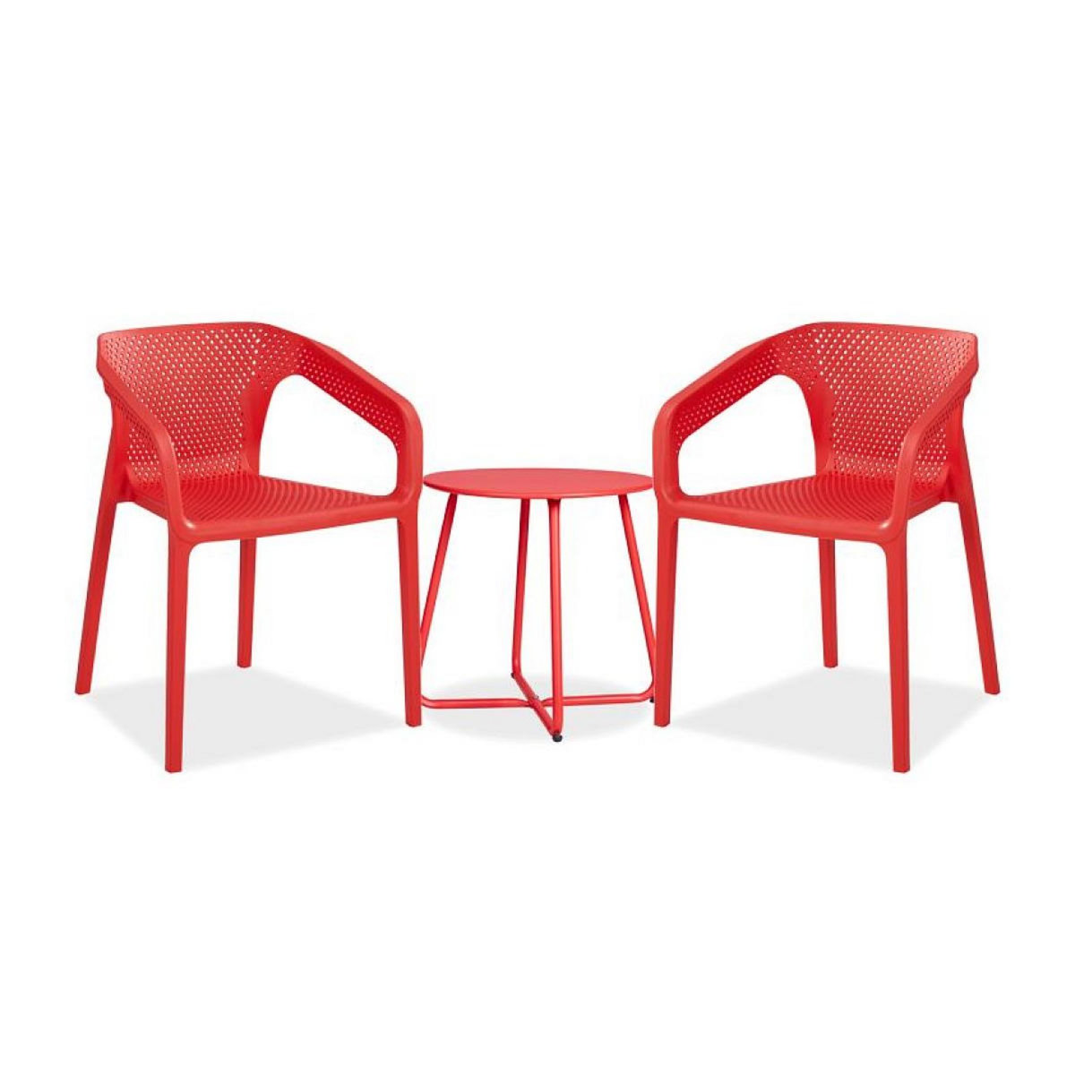 HomeStyle4U Salon de jardin Table et 2 chaises en rouge