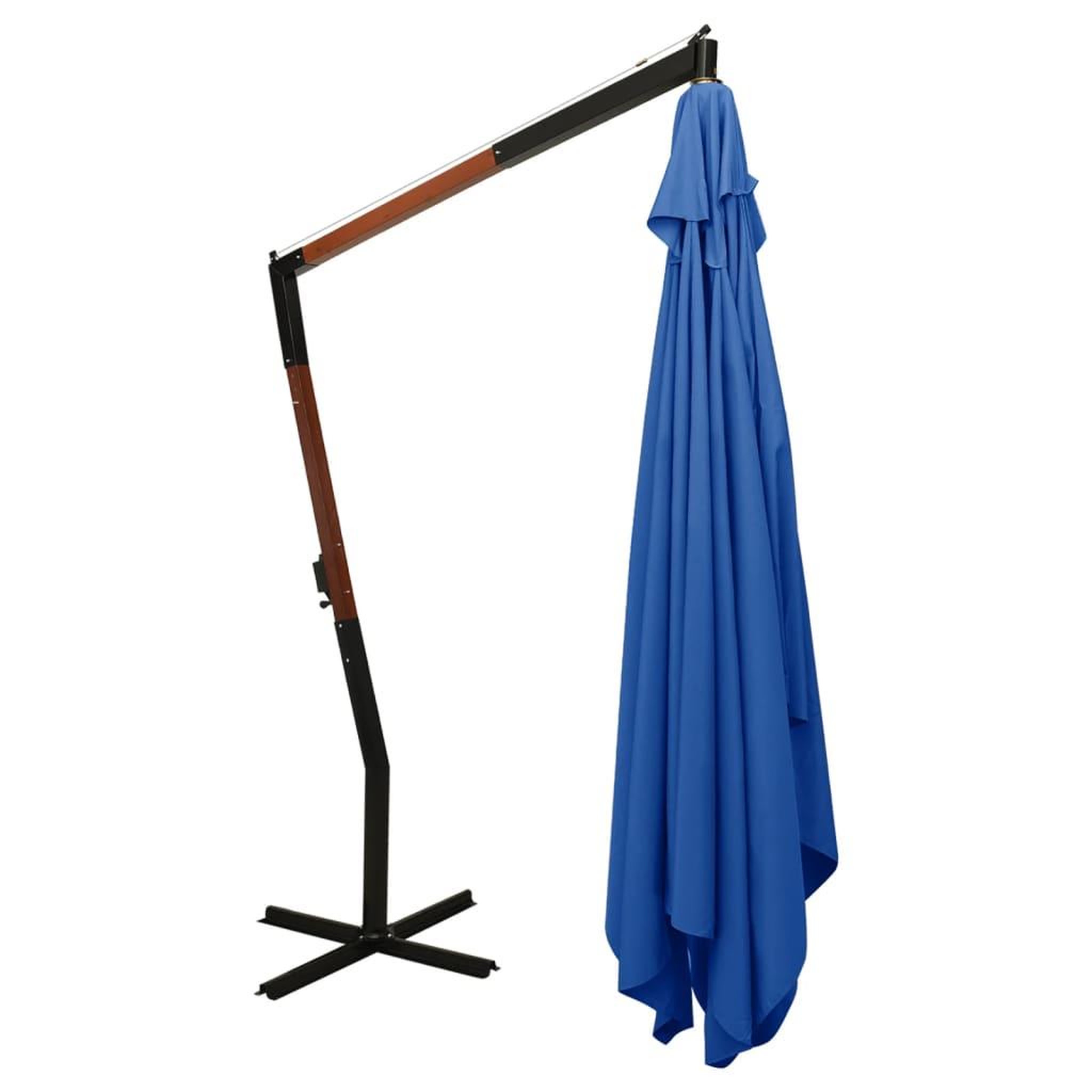 Voir la diapositive 4 : VIDAXL Parasol de jardin en porte-a-faux avec mat en bois bleu azure