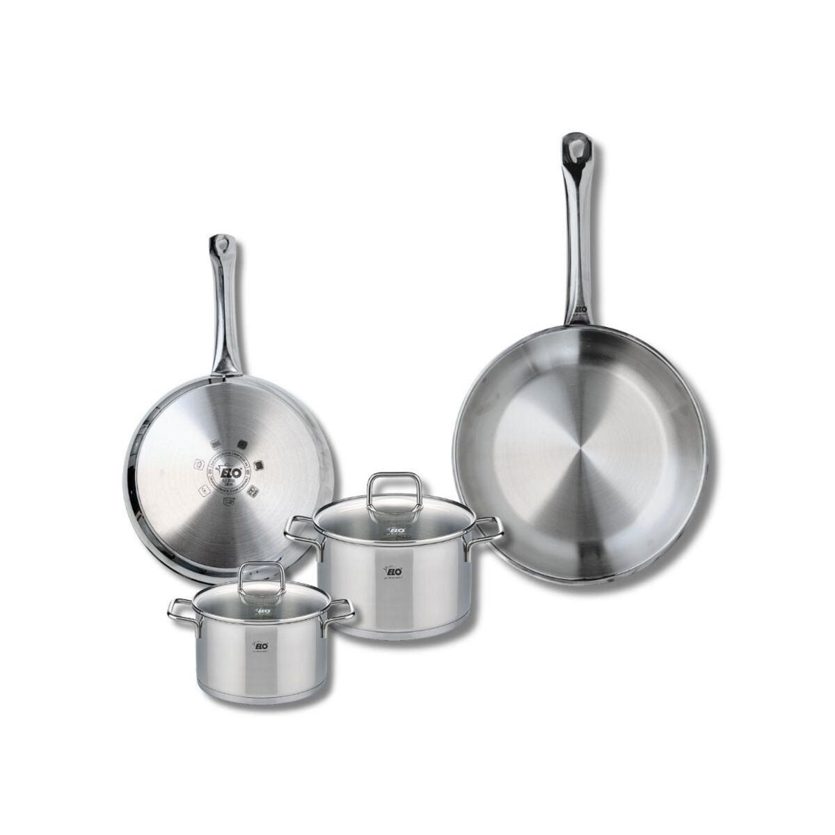 ELO Set de 2 Poêles de cuisson 24 et 28 cm et 2 faitouts 14 et 16 cm Elo Profi Citrin