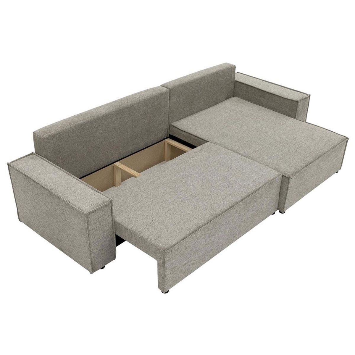 BEST MOBILIER Cezanne - canapé d'angle réversible 5 places convertible avec coffre en tissu texturé