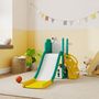 Voir la diapositive 2 : HOMCOM Toboggan enfant design grenouille - panier de basket-ball intégré - ballon, pompe inclus - HDPE blanc jaune turquoise