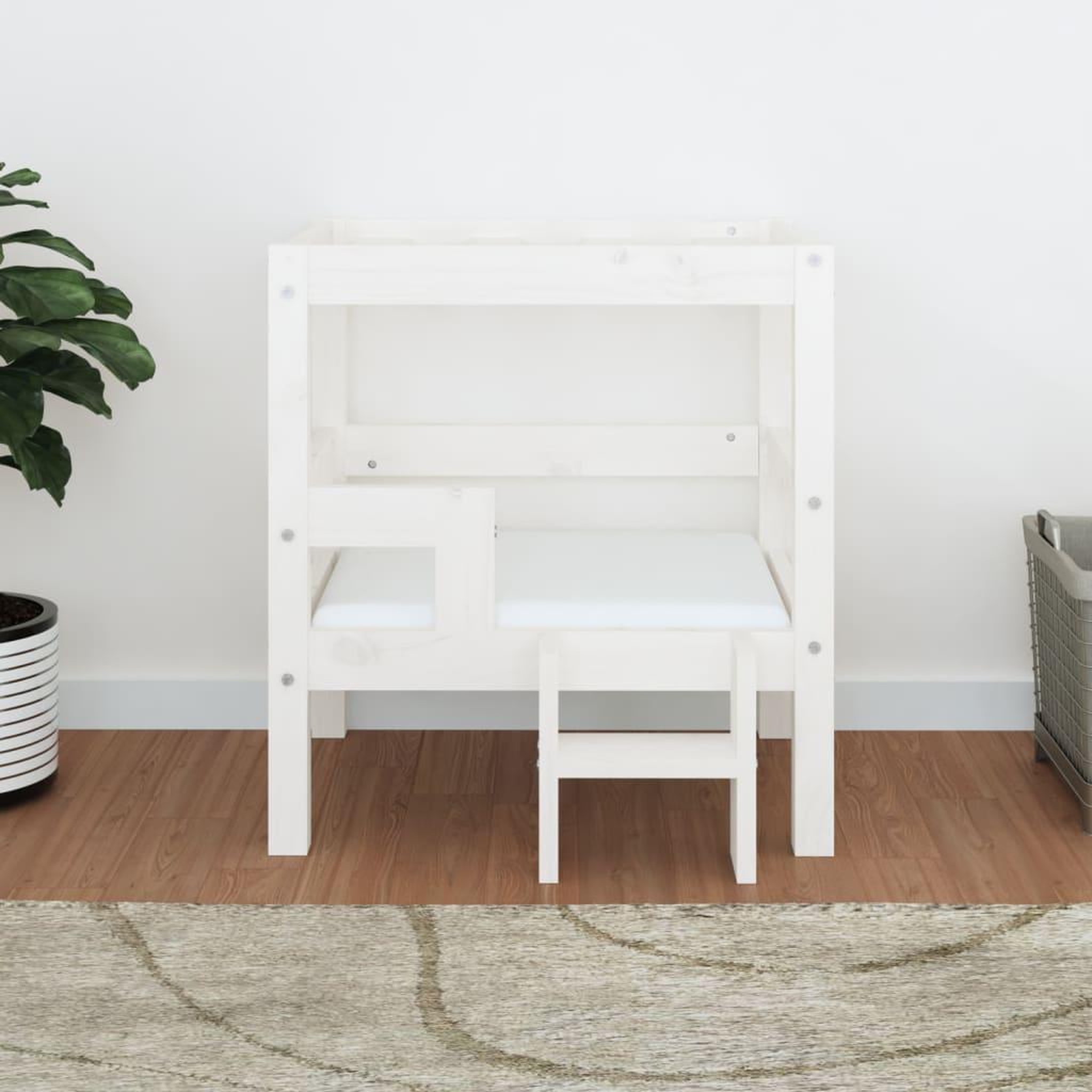 Voir la diapositive 3 : VIDAXL Lit pour chien Blanc 55,5x53,5x60 cm Bois de pin solide