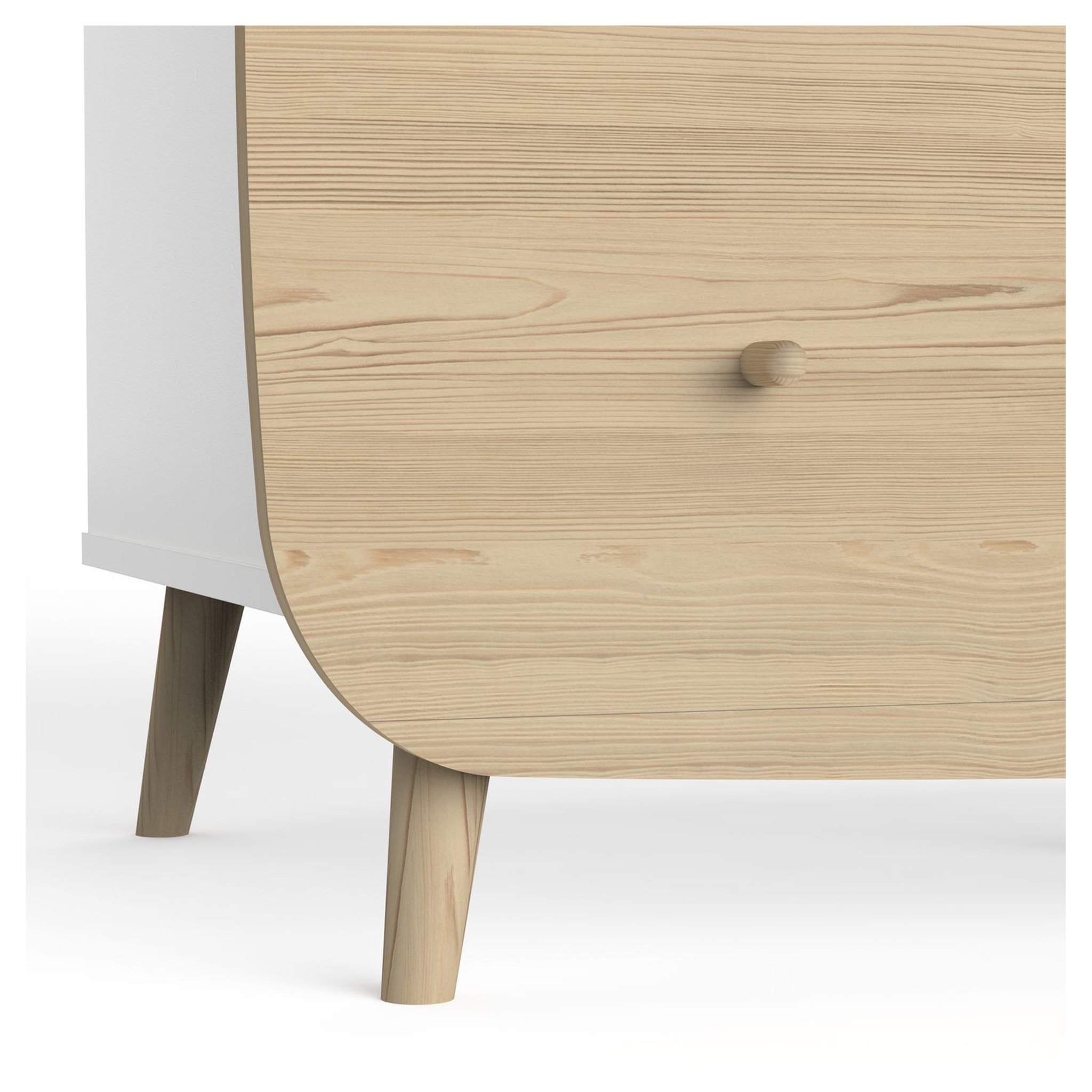 Voir la diapositive 3 : Commode bébé 2 tiroirs 3 niches blanc LINIA 