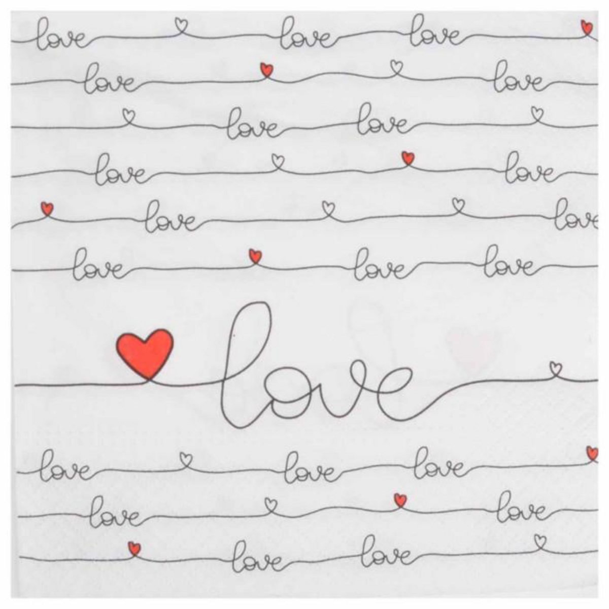 Paris Prix Lot de 20 Serviettes en Papier  New Love  33x33cm Blanc