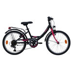 Vélo enfant (120/140 cm) / Modèle 20'' rigide fille   Olinda  de 115 à 140 cm - Fourche rigide - 6 vitesses - Dérailleur Shimano - Freins V-Brake - Equipé City