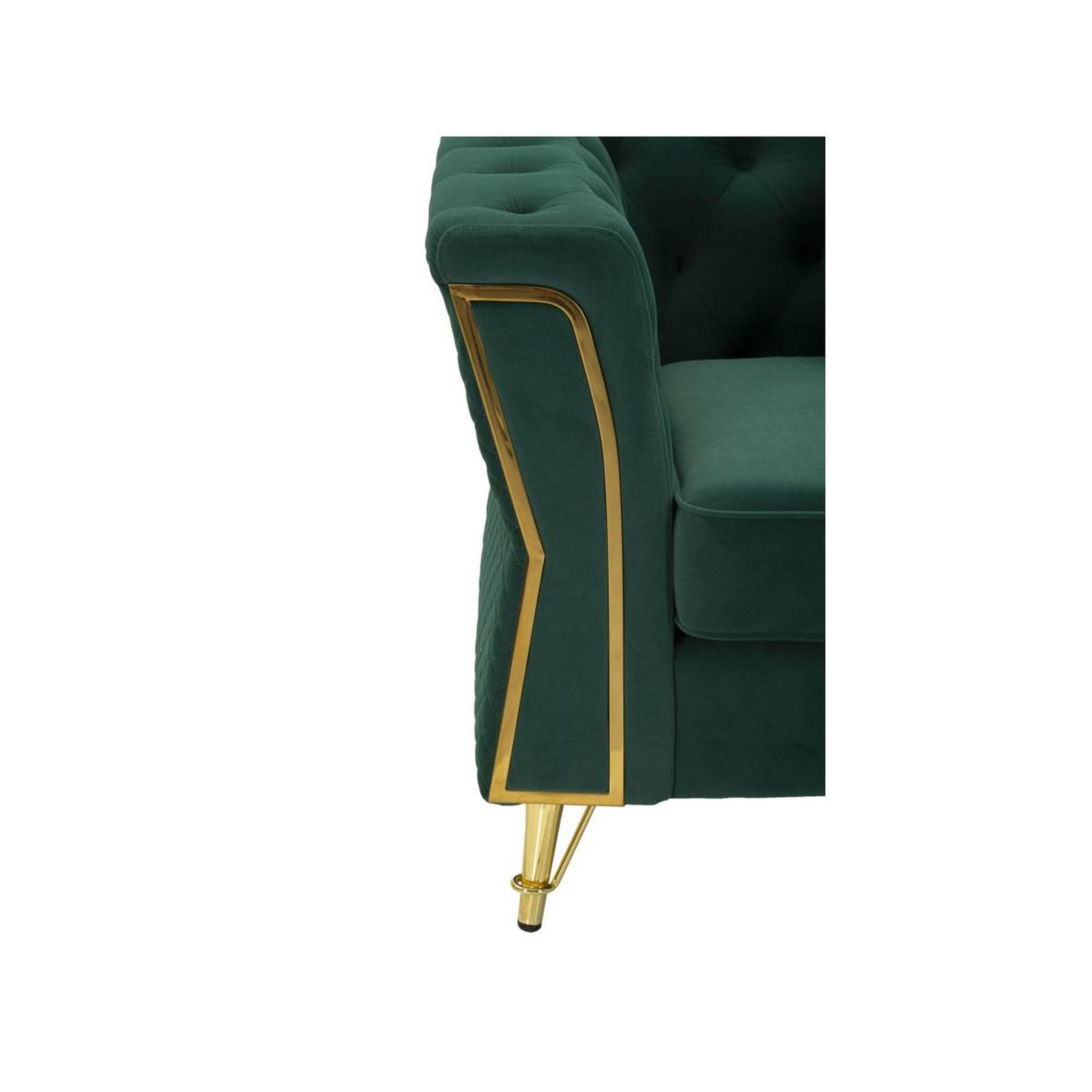 Voir la diapositive 5 : Paris Prix Fauteuil en velours capitonné  emy  104cm vert