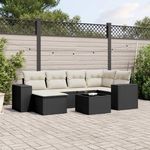 VIDAXL Salon de jardin 7 pcs avec coussins noir resine tressee