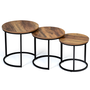 Voir la diapositive 4 : ID MARKET Lot de 3 tables basses gigognes HAWKINS rondes 30/40/45 bois foncé design industriel