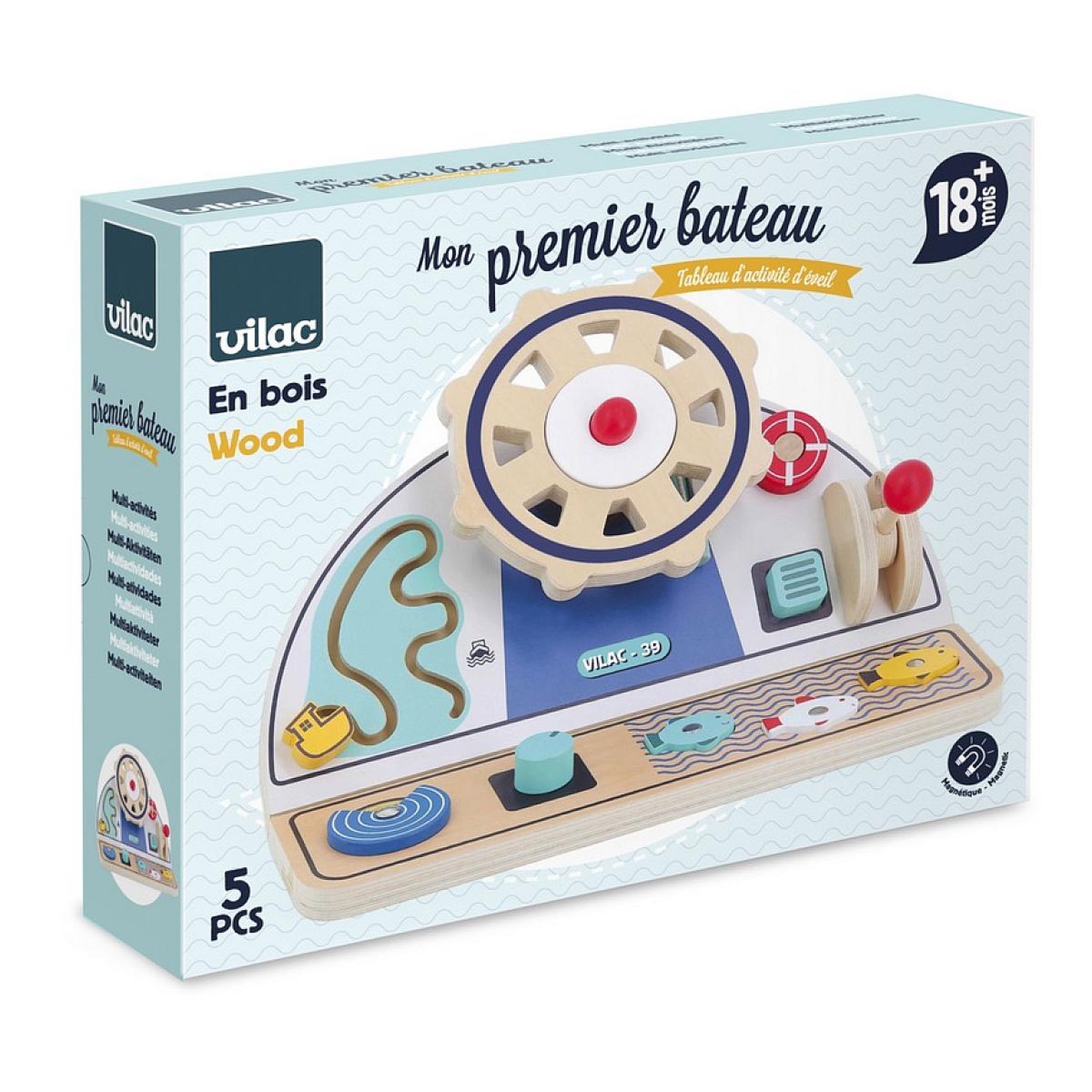 Vilac mon premier bateau - tableau d'activités en bois