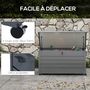 Voir la diapositive 4 : OUTSUNNY Coffre de jardin grande taille 311L verrouillable - roulettes, poignées, vérins gaz - acier anthracite