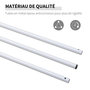 Voir la diapositive 4 : OUTSUNNY Mât de fixation pour voile d'ombrage - poteau pour voile d'ombrage - démontable 3 parties - hauteur réglable, accessoires fournis - Ø 2,5 cm x 3H m - métal blanc