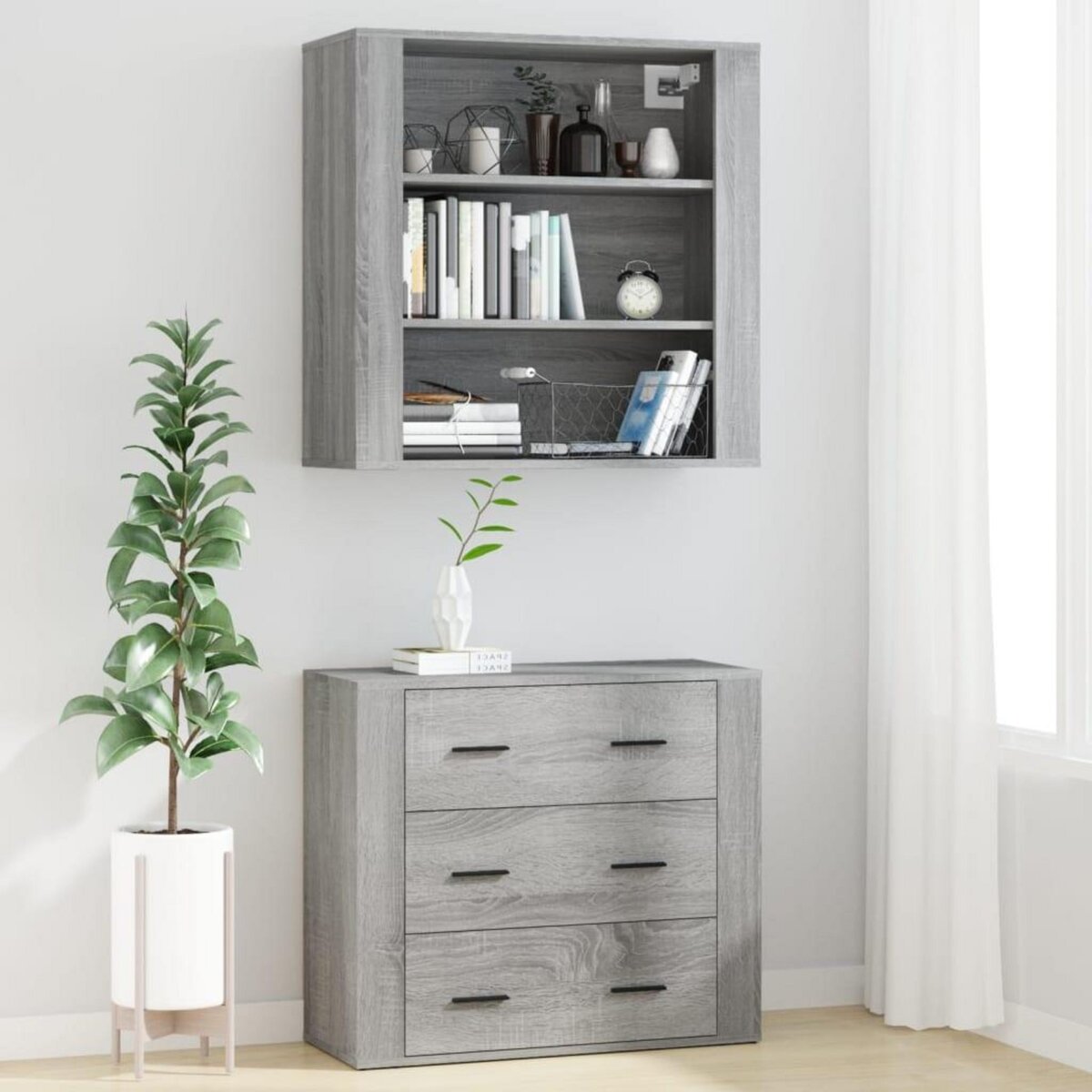 VIDAXL Buffet haut Sonoma gris Bois d'ingenierie