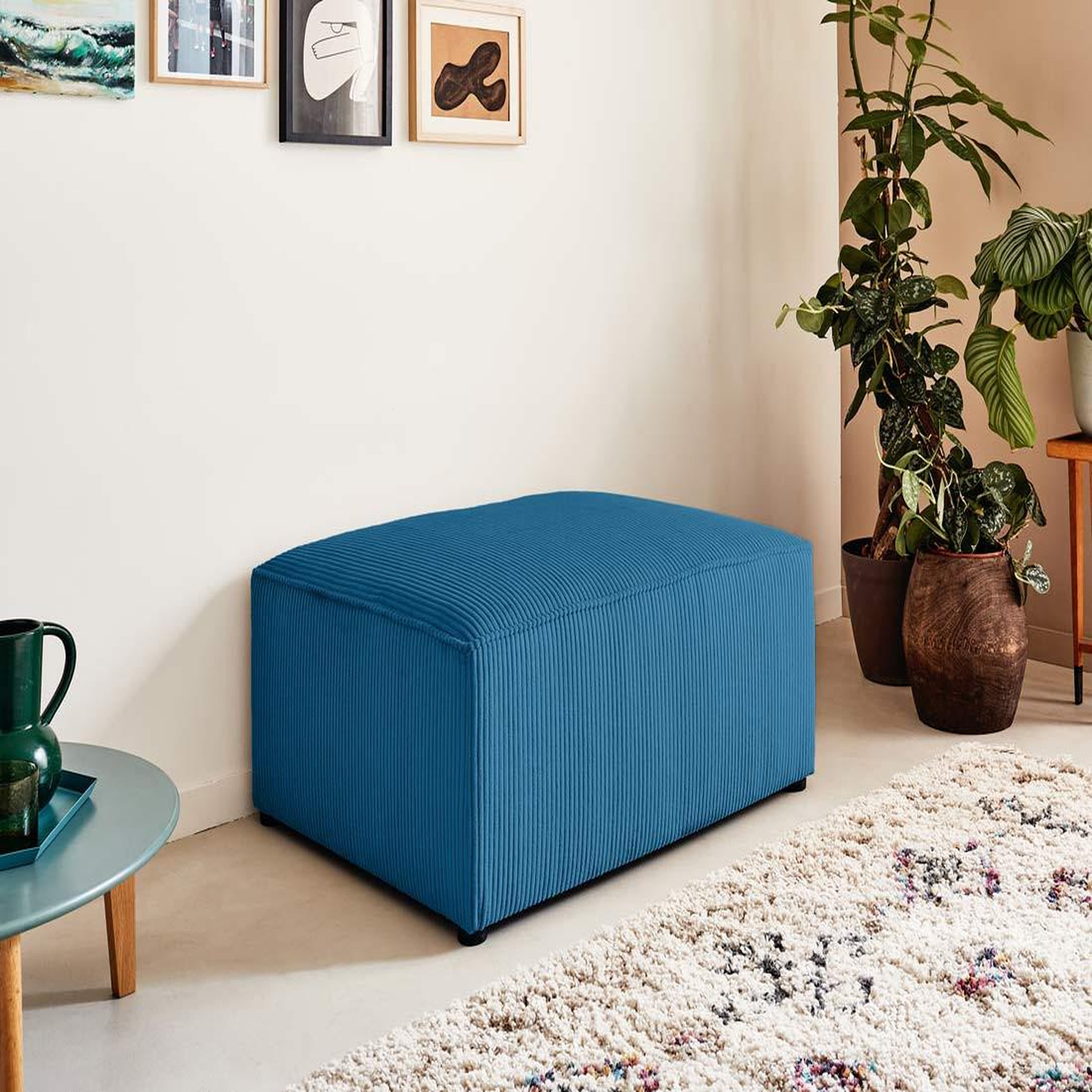 Voir la diapositive 2 : BEST MOBILIER Topaze - pouf - en velours côtelé