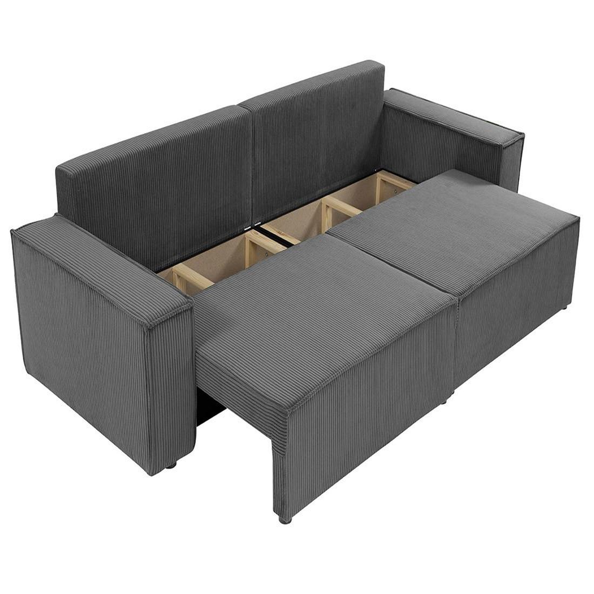 Voir la diapositive 3 : BEST MOBILIER Cezanne - canapé droit 3 places convertible avec coffre en velours côtelé
