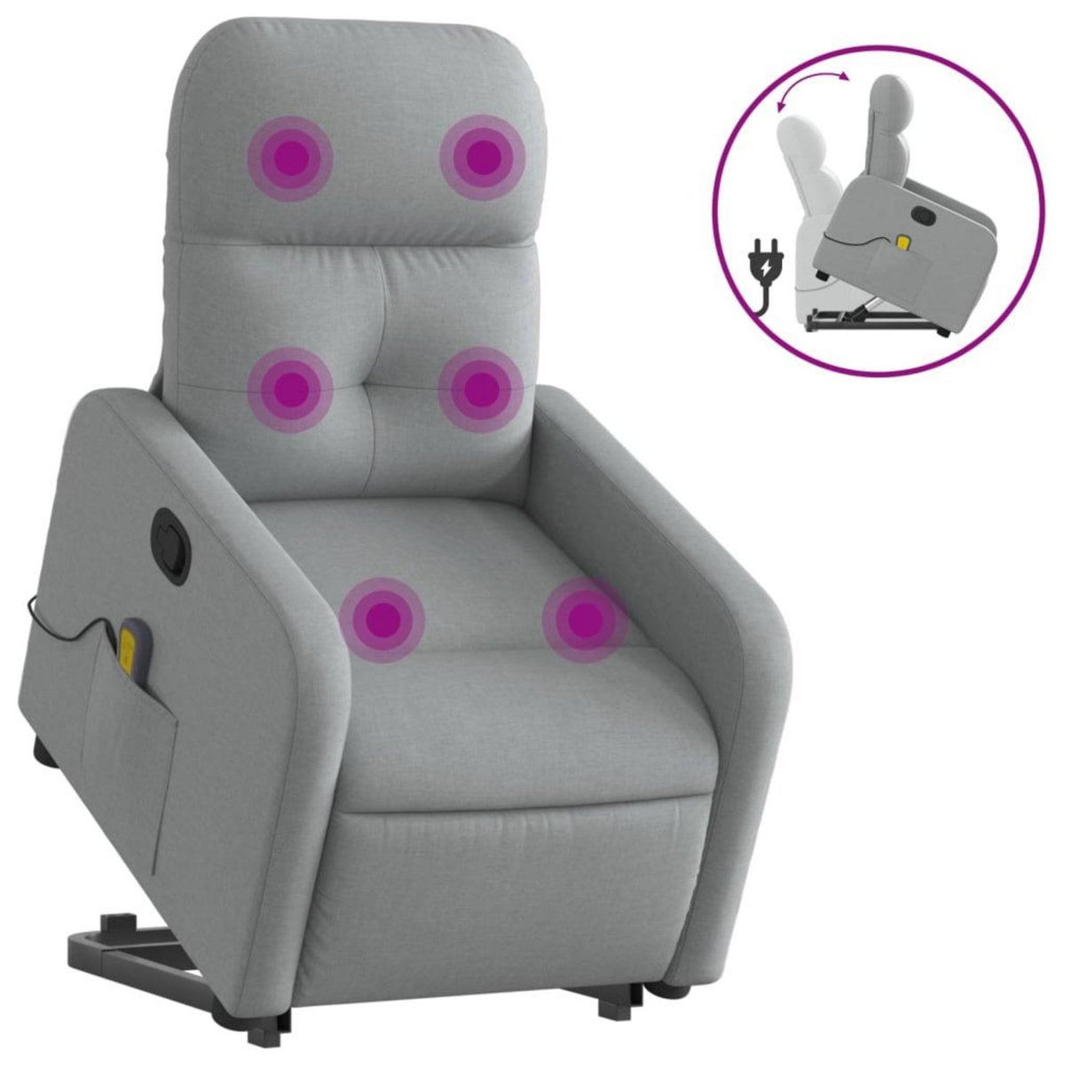 VIDAXL Fauteuil de massage inclinable Gris clair Tissu