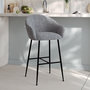 Voir la diapositive 2 : MAISON PAVANE Chaise de bar en tissu gris chiné 76 cm-Socky