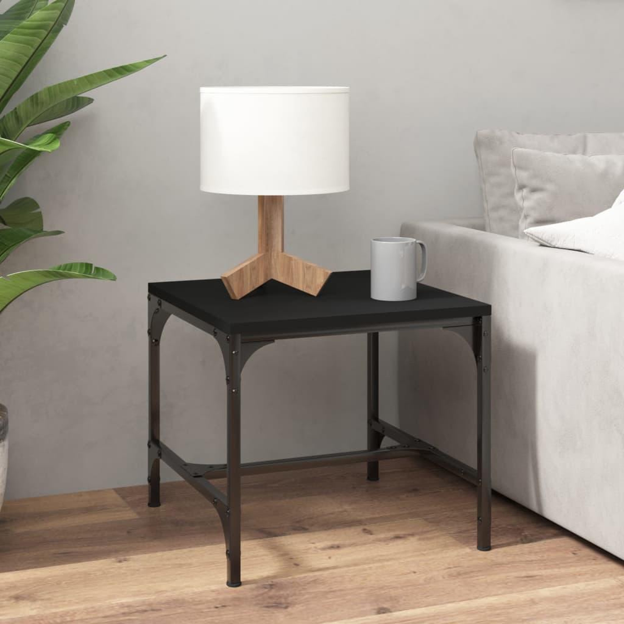 Voir la diapositive 1 : VIDAXL Table d'appoint Noir 40x40x35 cm Bois d'ingenierie