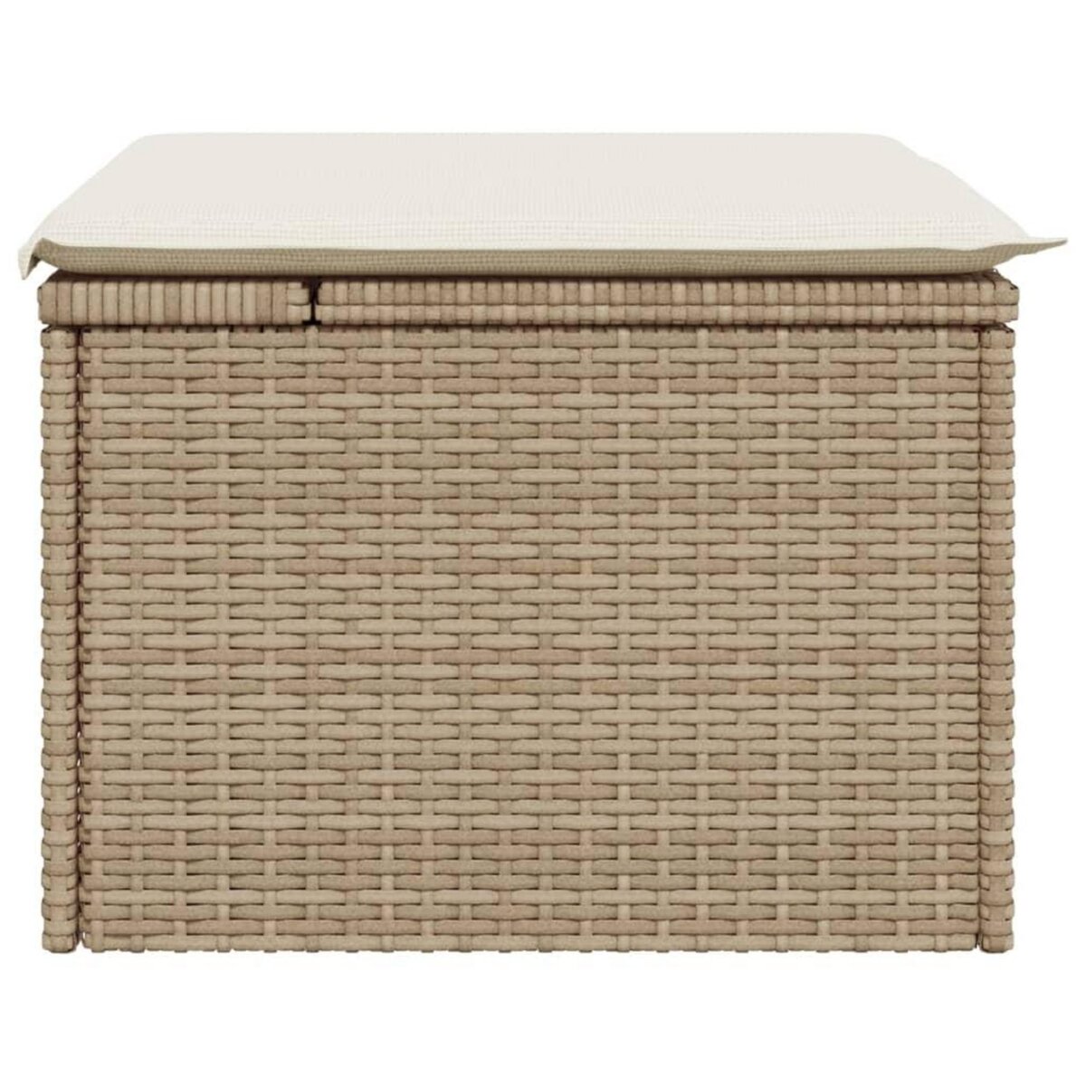 VIDAXL Tabouret de jardin avec coussin beige 55x55x37cm resine tressee