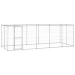 VIDAXL Chenil exterieur Acier galvanise avec toit 12,1 m²