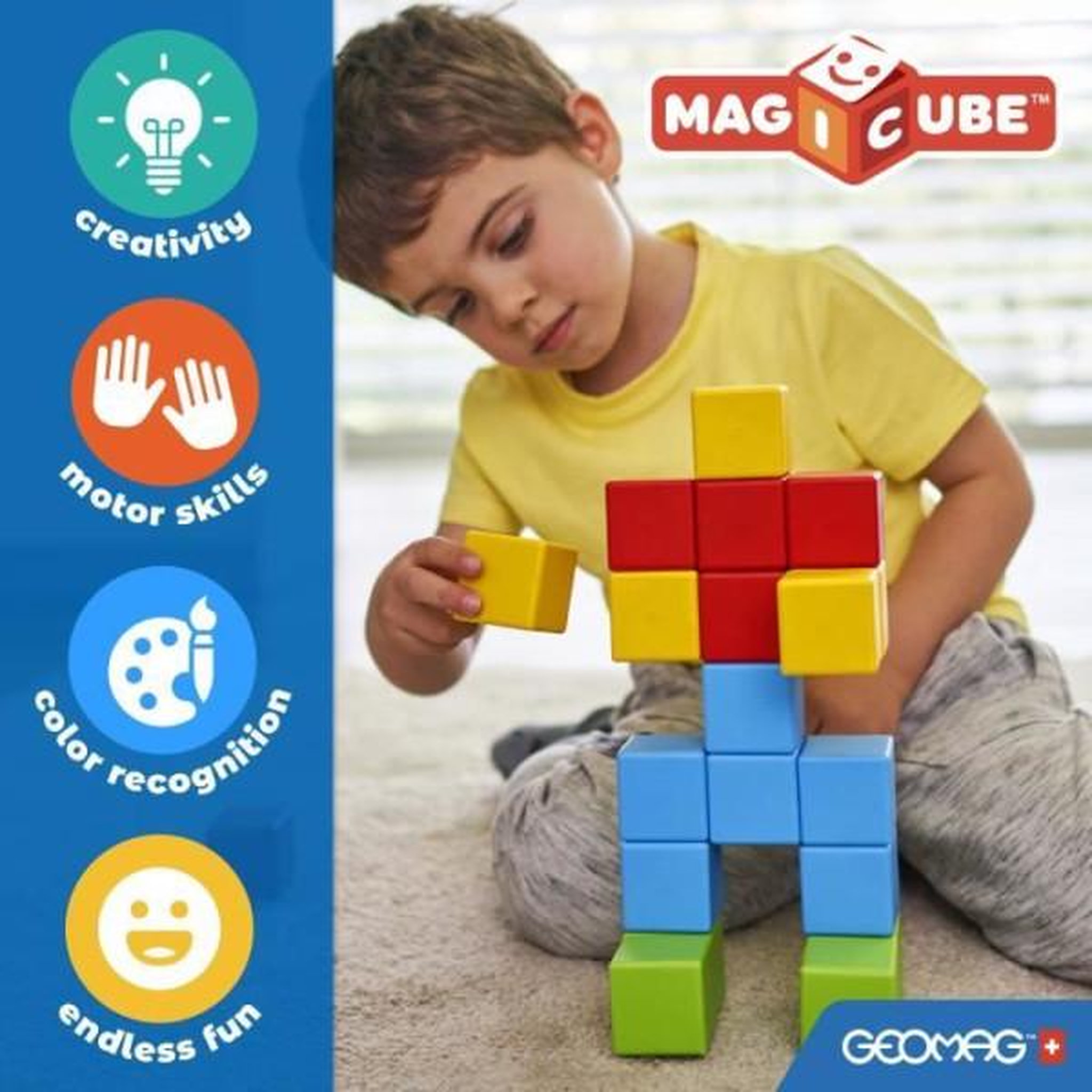Voir la diapositive 6 : Geomag Jeu de construction magnétique - GEOMAG - Magicube Recycled Creative Set - 8 pieces - Plastique recyclé - Des 1 an