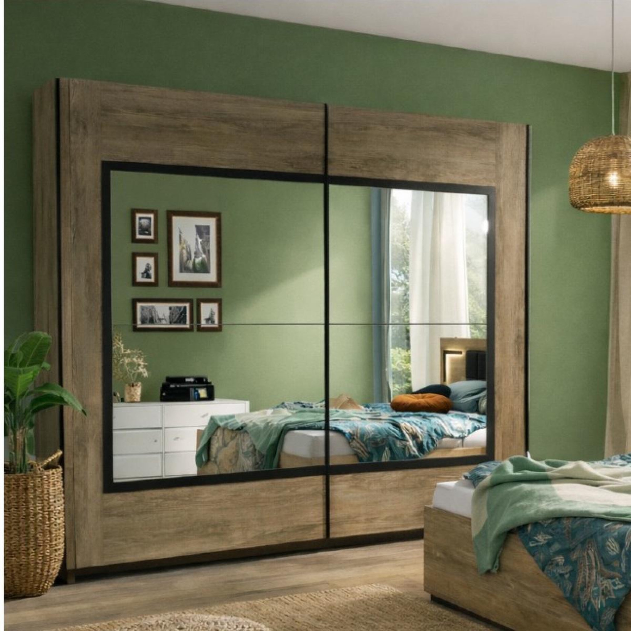 Voir la diapositive 2 : JLC KREATION Armoire adulte en bois avec portes coulissantes pierre