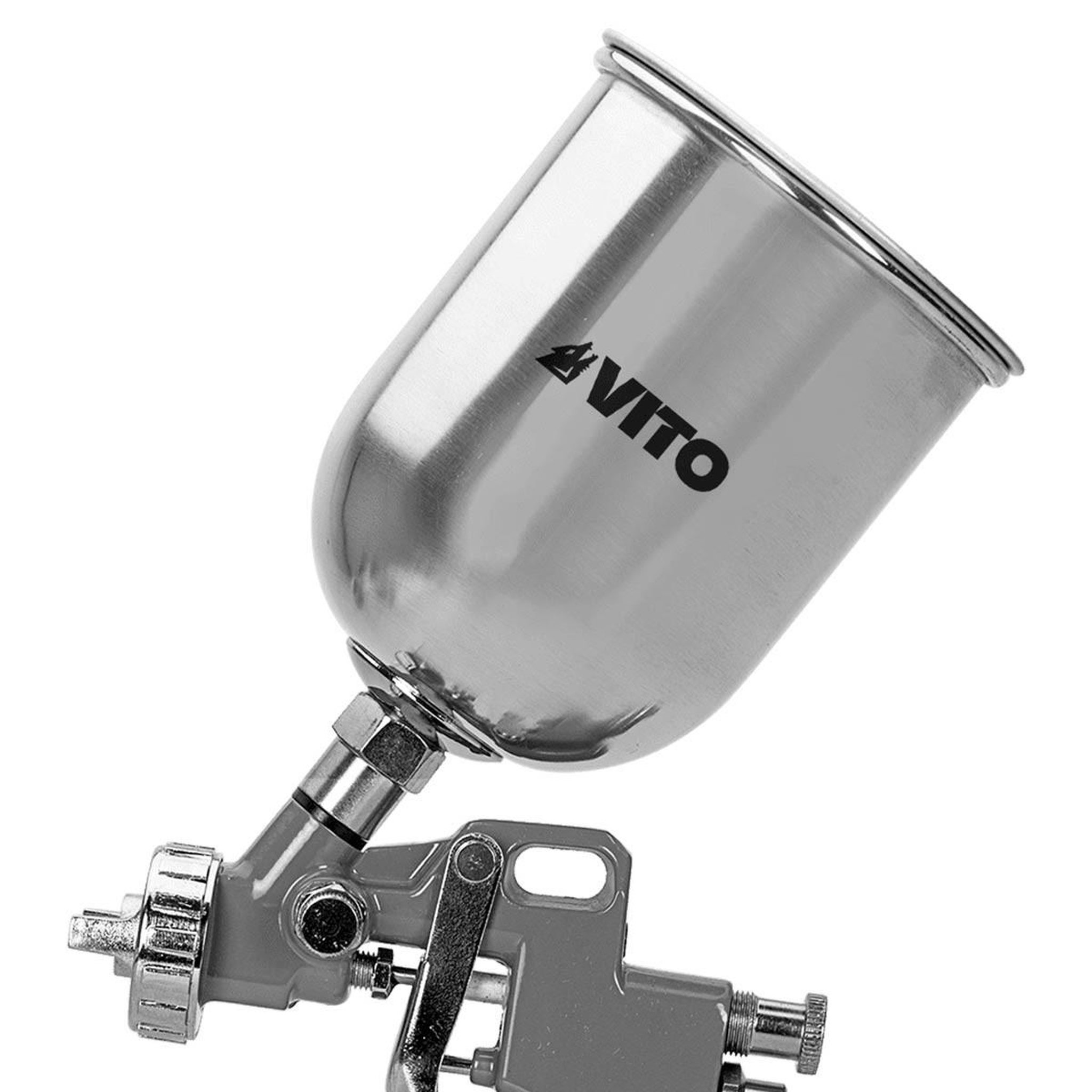 Voir la diapositive 3 : VITO Pistolet à peinture 3 - 5 bar réservoir 600ml filetage air 1/4-6mm raccord rapide vito