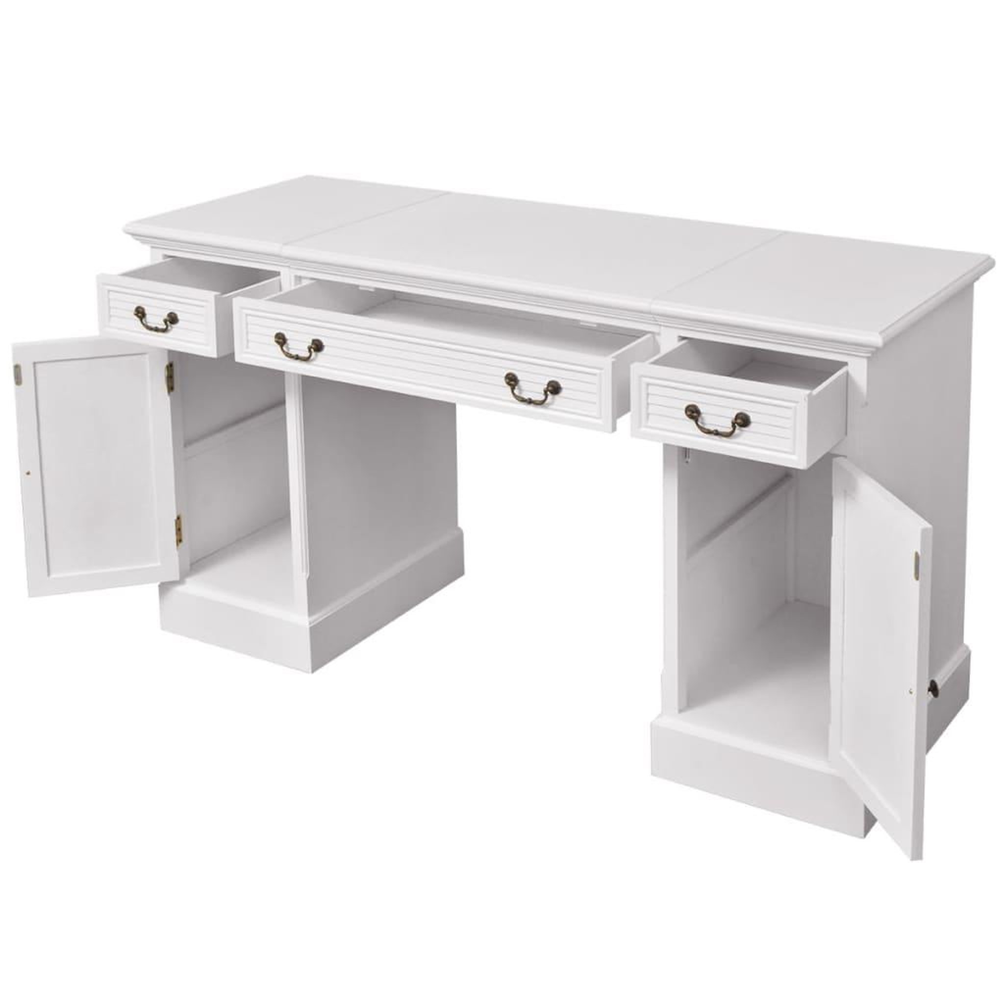Voir la diapositive 4 : VIDAXL Bureau a double piedestal blanc 140 x 48 x 80 cm