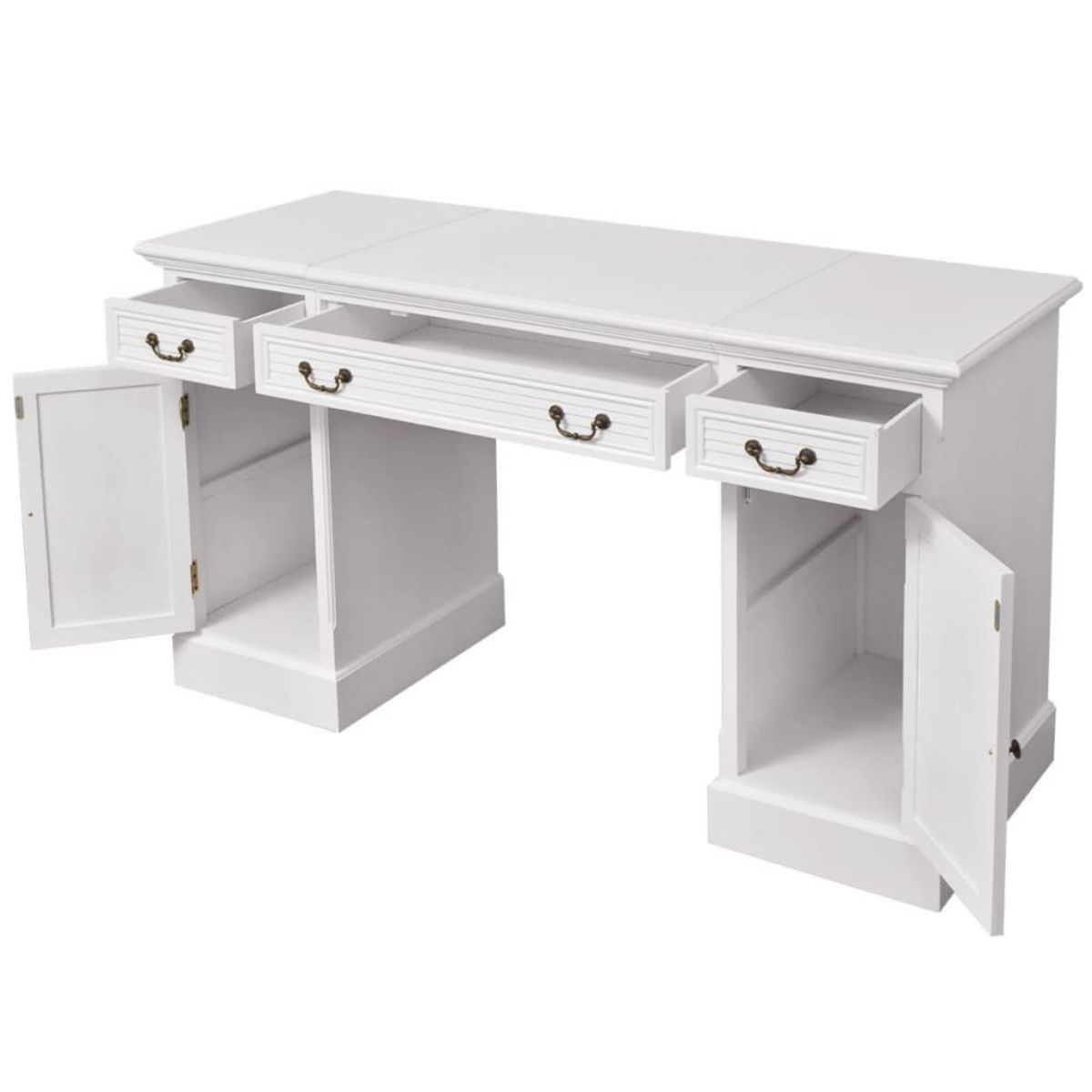 VIDAXL Bureau a double piedestal Blanc 140 x 48 x 80 cm