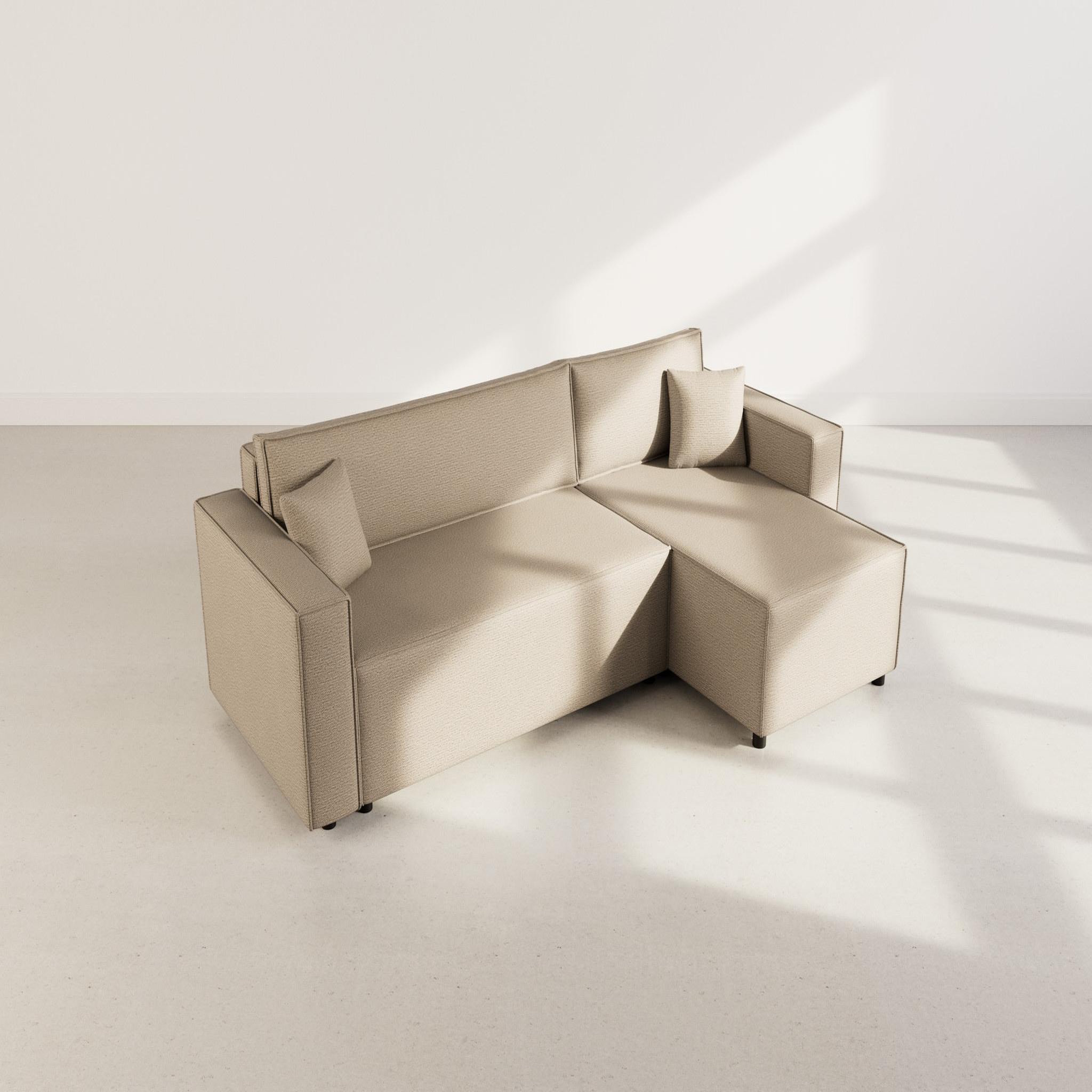 Voir la diapositive 6 : BEST MOBILIER Jonas - canapé d'angle réversible 4 places convertible avec coffre en tissu texturé