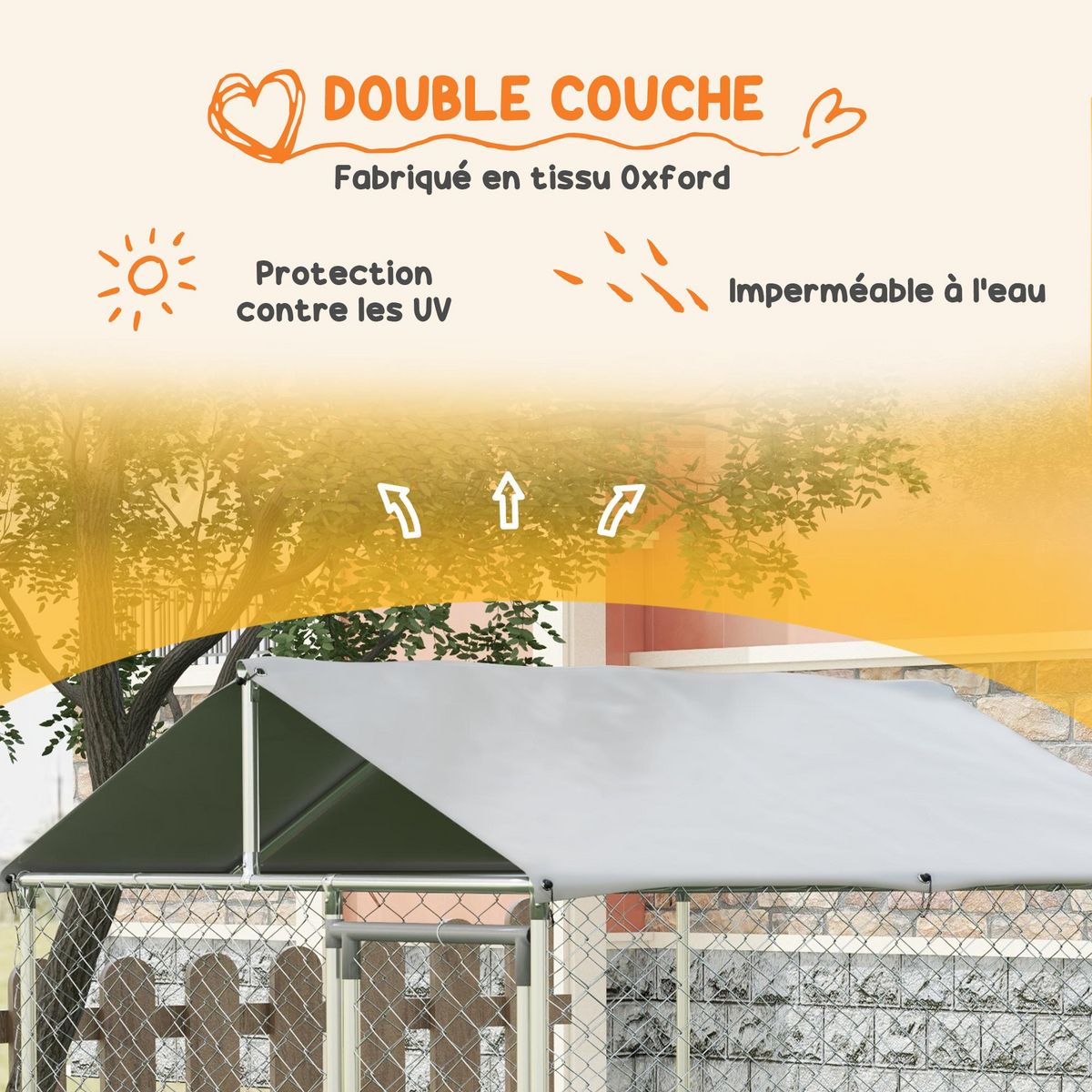 PAWHUT Enclos poulailler chenil 4 m² - parc grillagé dim. 2L x 2l x 2,37H m - poulailler chenil entièrement couvert - acier galvanisé