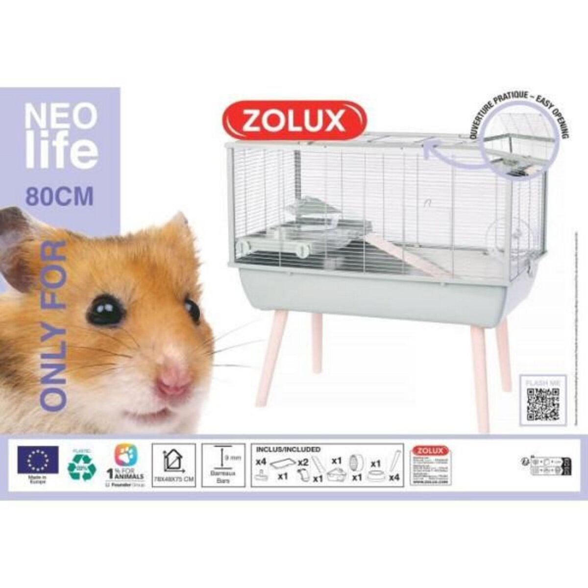 Zolux Cage rongeur surélevée - ZOLUX - Néolife - Pour hamster - 78 x 48 x 75 cm - Vert