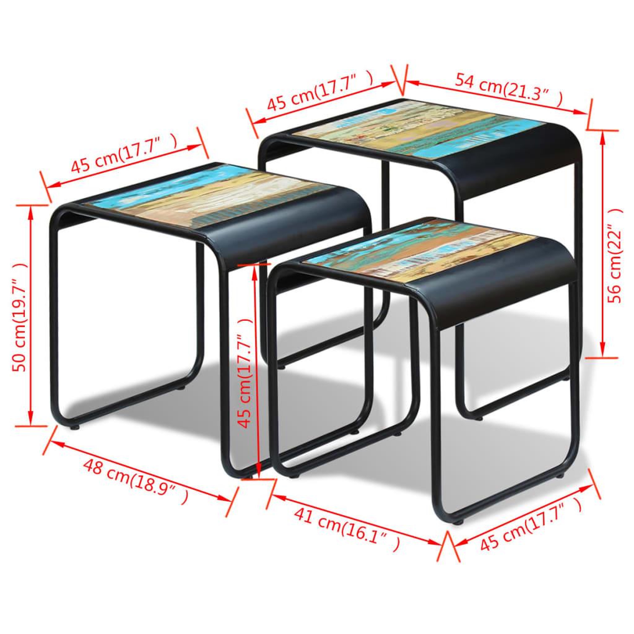 Voir la diapositive 6 : VIDAXL Tables gigognes 3 pcs Bois de recuperation massif