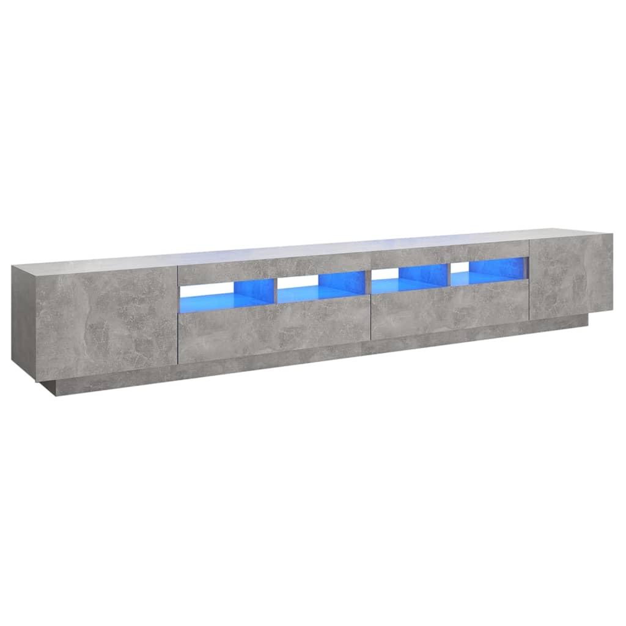 Voir la diapositive 2 : VIDAXL Meuble TV avec lumieres LED Gris beton 260x35x40 cm