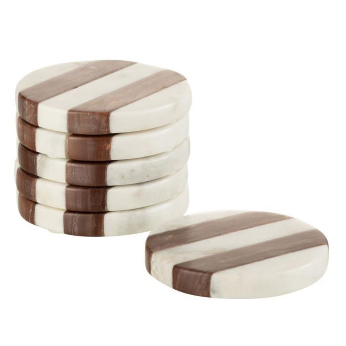 Paris Prix Lot de 6 Dessous de Verre Marbre  Streepy  10cm Marron