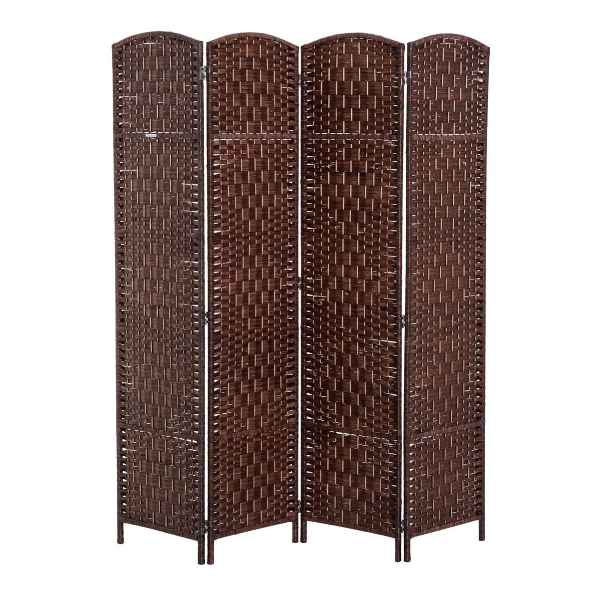HOMCOM Paravent séparateur de pièce pliable 4 panneaux dim. 180L x 180H cm bois osier tressé