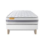 SEPTNUITS Matelas + sommier Memo Spring Ressorts ensachés 3 zones de confort MAXI épaisseur. Coloris disponibles : Blanc