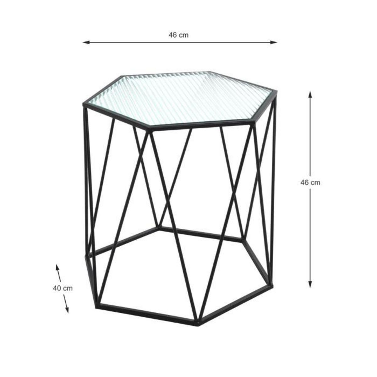 Paris Prix Table d'Appoint Design  Ondulé  46cm Noir