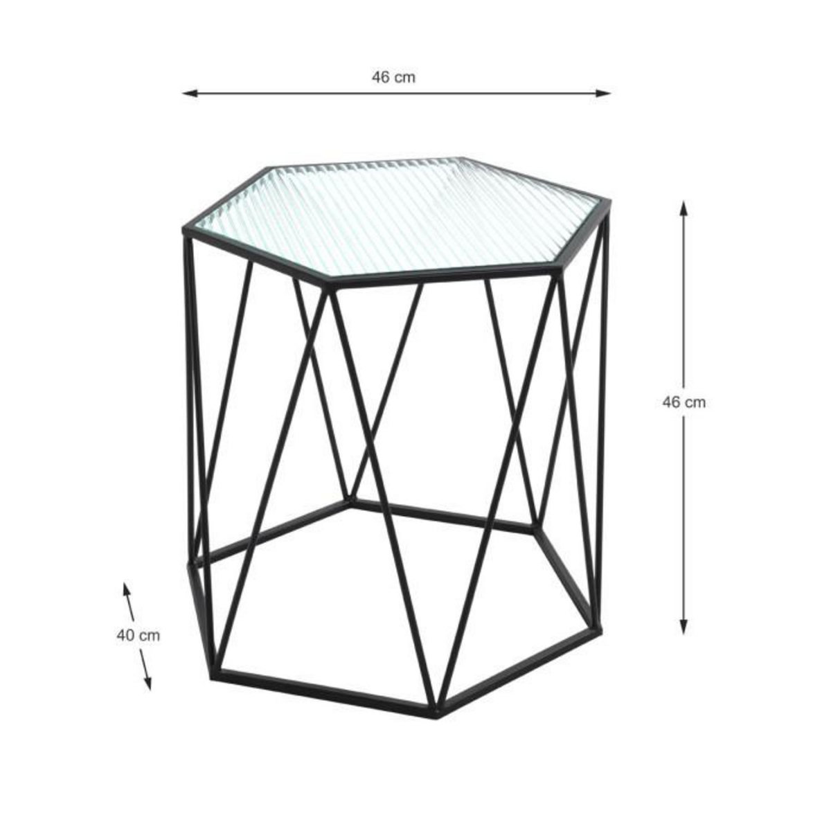 Paris Prix Table d'Appoint Design  Ondulé  46cm Noir