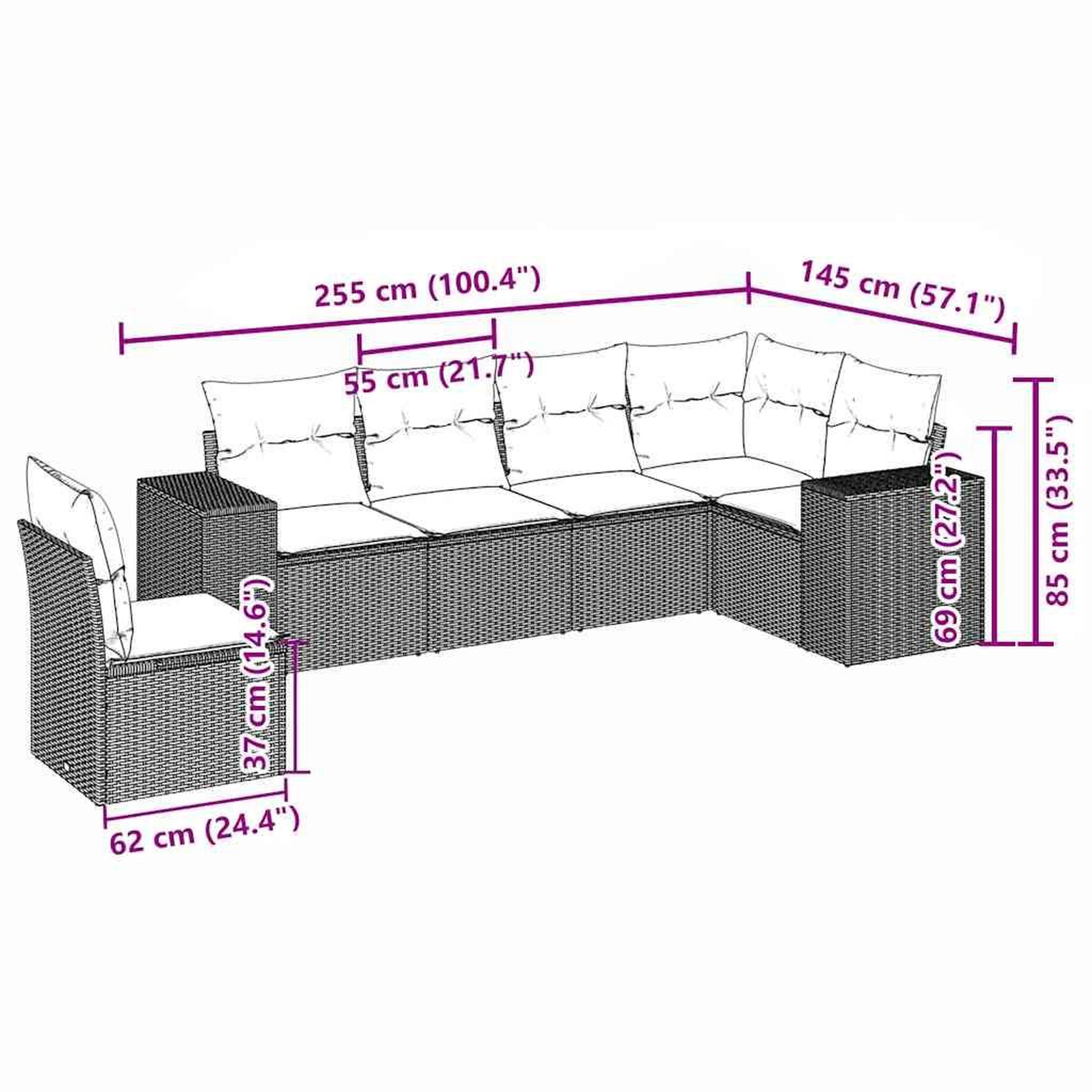 Voir la diapositive 6 : VIDAXL Salon de jardin 6 pcs avec coussins gris clair resine tressee