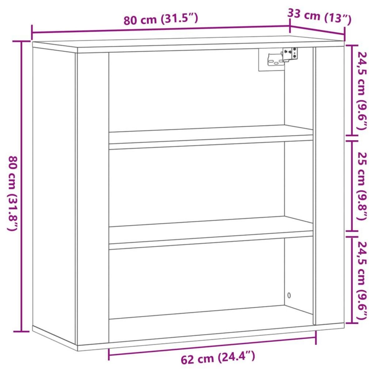 VIDAXL Armoire murale vieux bois 80x33x80 cm bois d'ingenierie