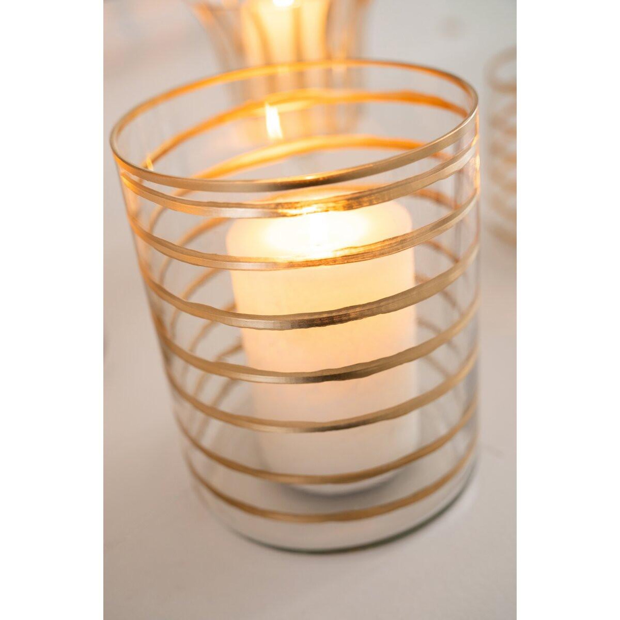 Voir la diapositive 4 : J-LINE Photophore design en verre  daria  20cm transparent