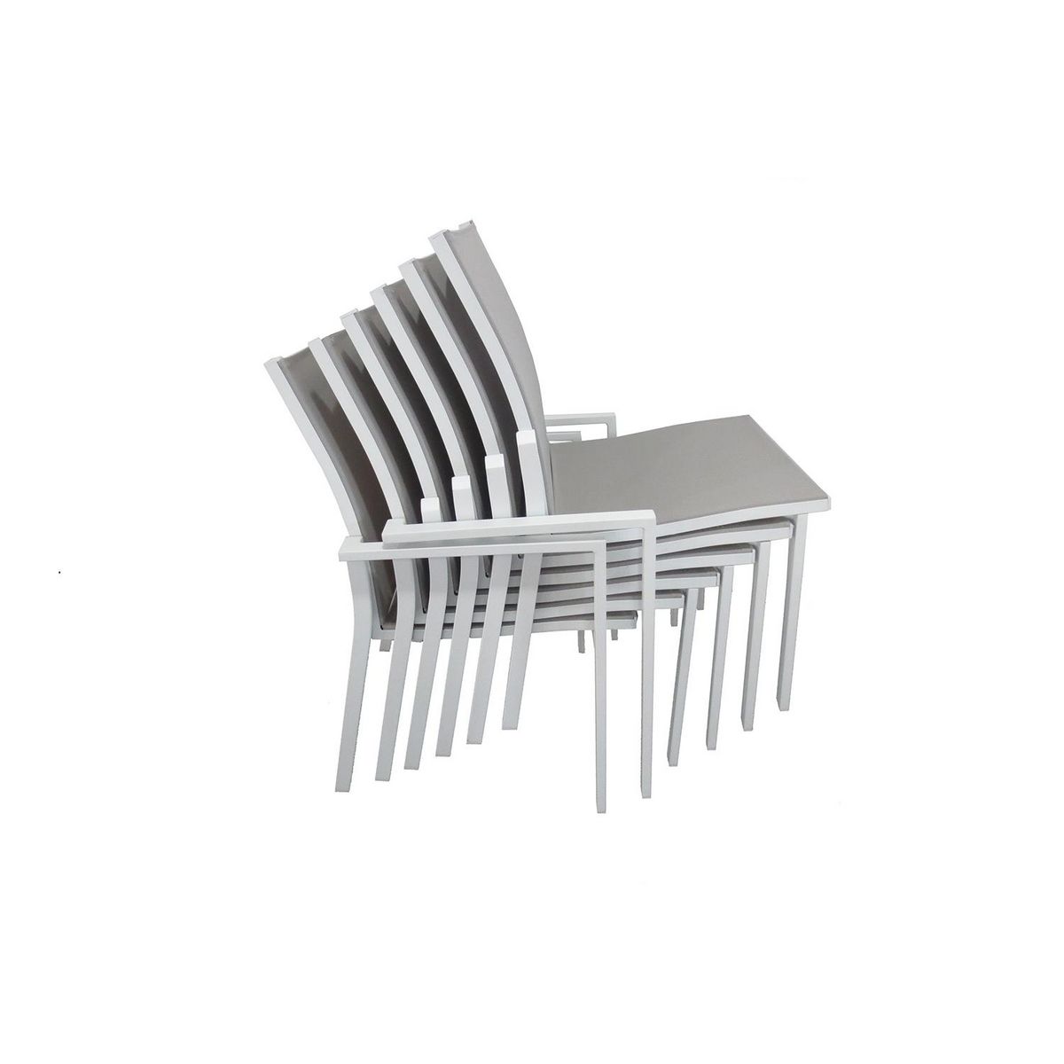 CONCEPT USINE Table de jardin 8 chaises et 2 fauteuils en alu gris-blanc ELADA