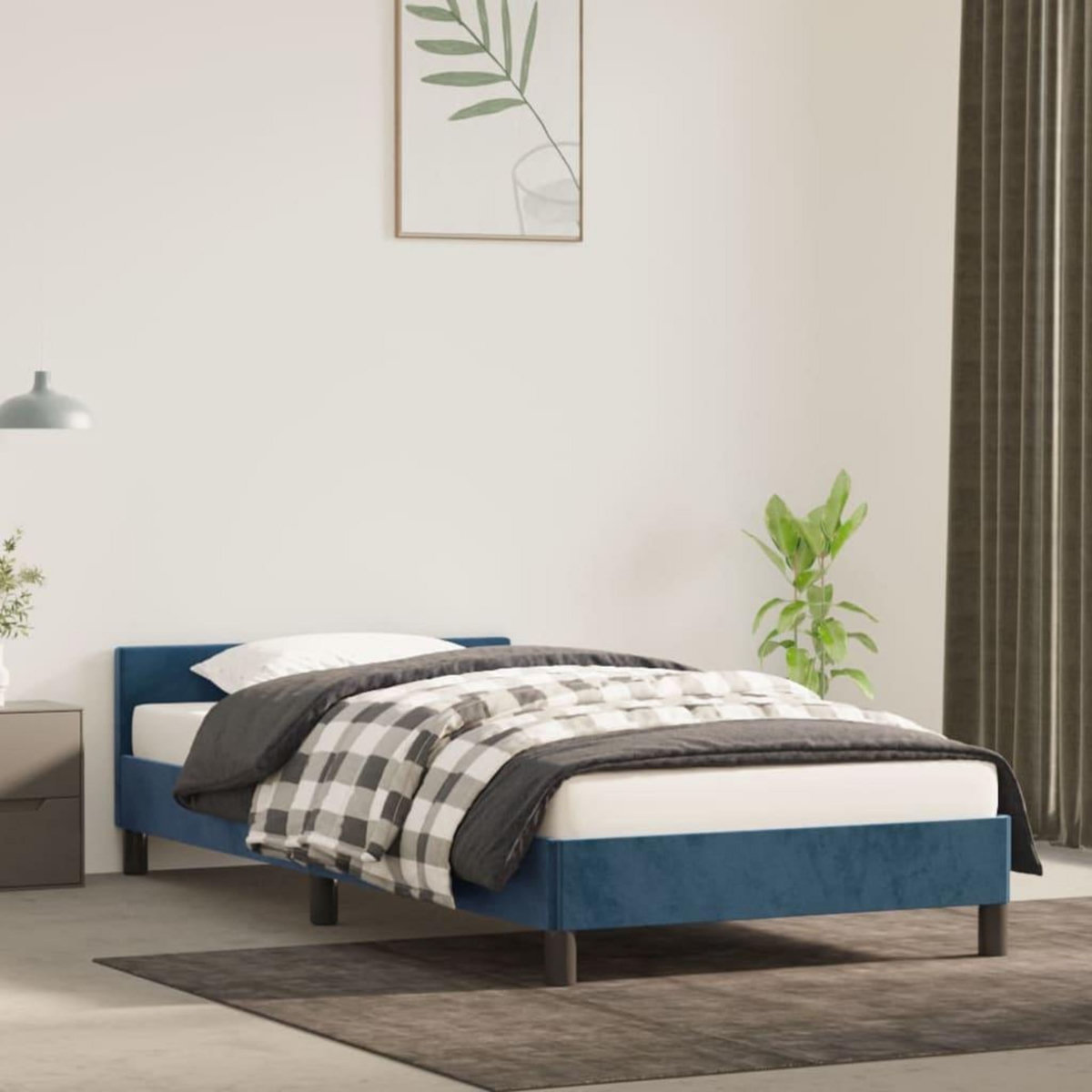 VIDAXL Cadre de lit sans matelas bleu fonce 80x200 cm velours