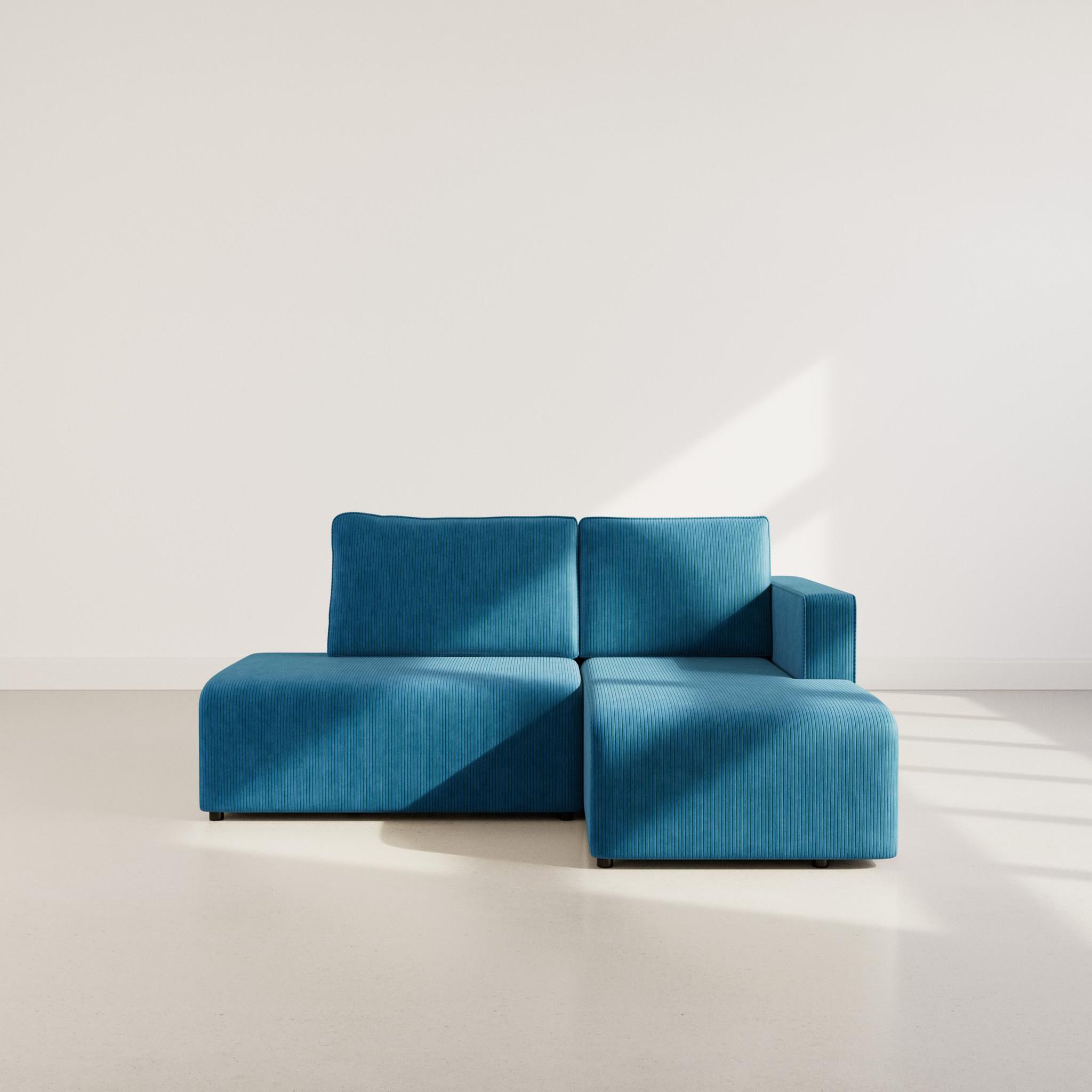 Voir la diapositive 5 : BEST MOBILIER Topaze - canapé d'angle droit 4 places convertible avec coffre en velours côtelé