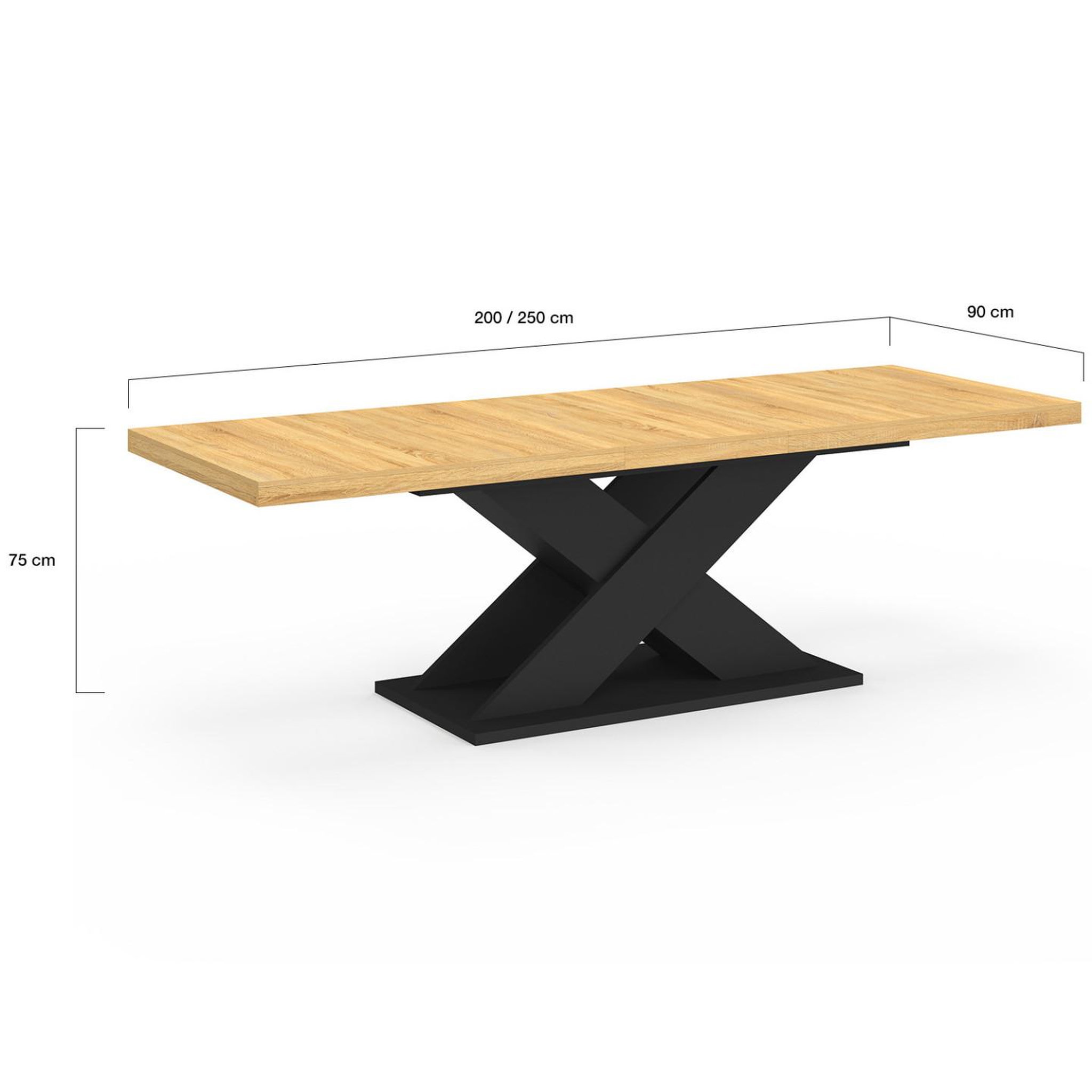 Voir la diapositive 5 : ID MARKET Table à manger extensible rectangle alicia 8-12 personnes bois et noir 200-250 cm