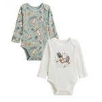 Petit Béguin Lot de 2 bodies bébé manches longues Cache-cache. Coloris disponibles : Beige