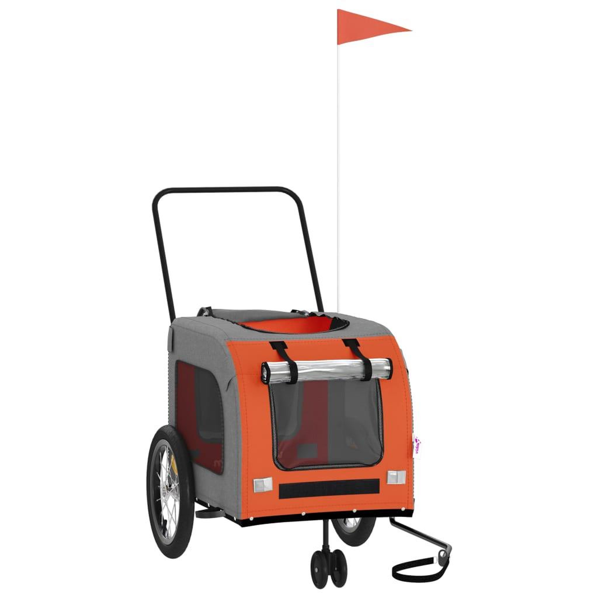 Voir la diapositive 3 : VIDAXL Remorque de velo pour animaux de compagnie orange et gris