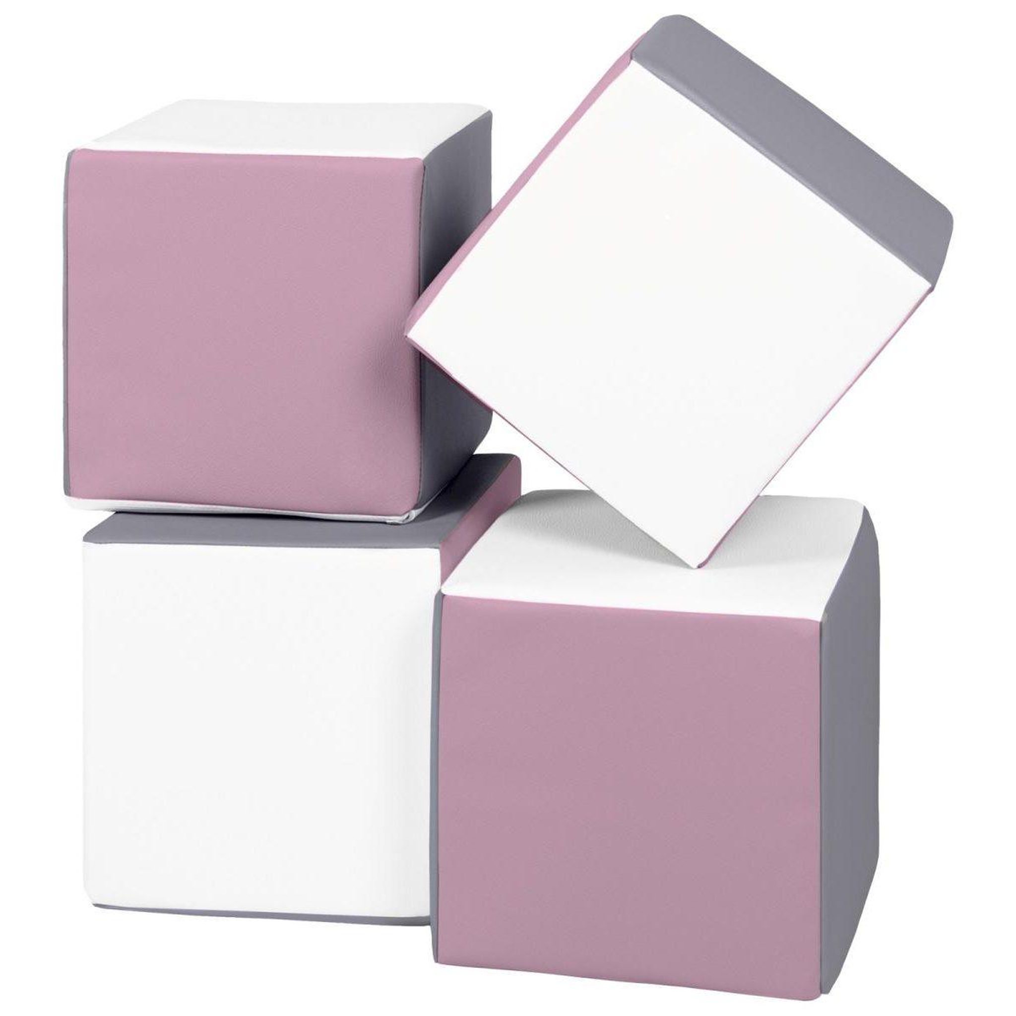 VELINDA Cubes - Lot de 4 blocs en mousse — blanc, gris, violet